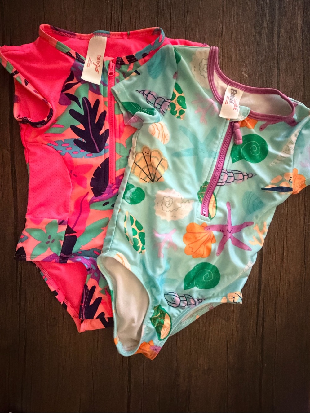 Cat & Jack Girls One-Piece Swimsuits in Pink and Aqua - size 4T